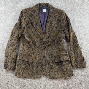 Vintage Paisley Andrea Viccaro Blazer Jacket Womens 12 Brown Cotton Spandex